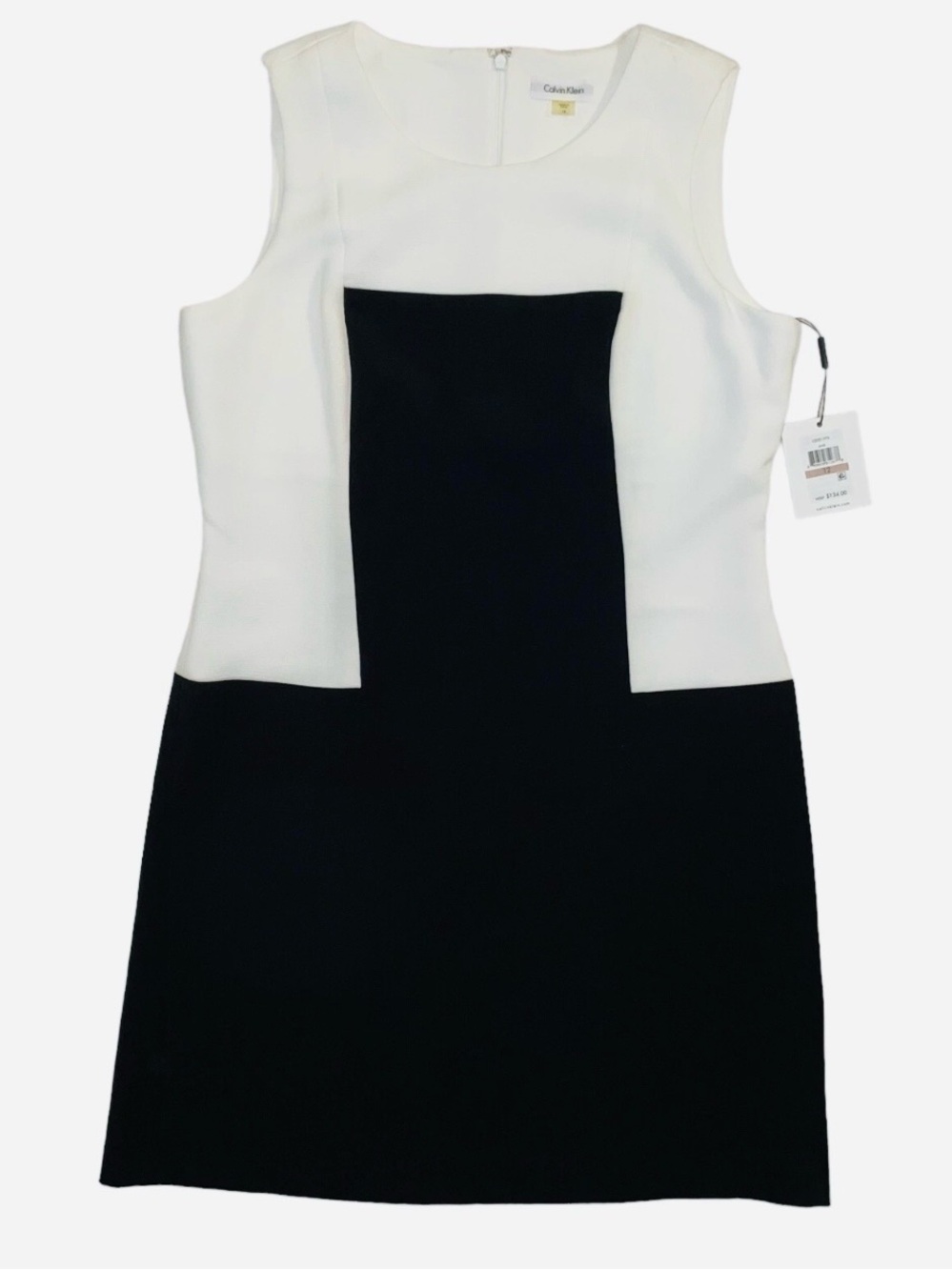 Calvin Klein NWT Black and White Colorblock Above Knee Sheath Dress
